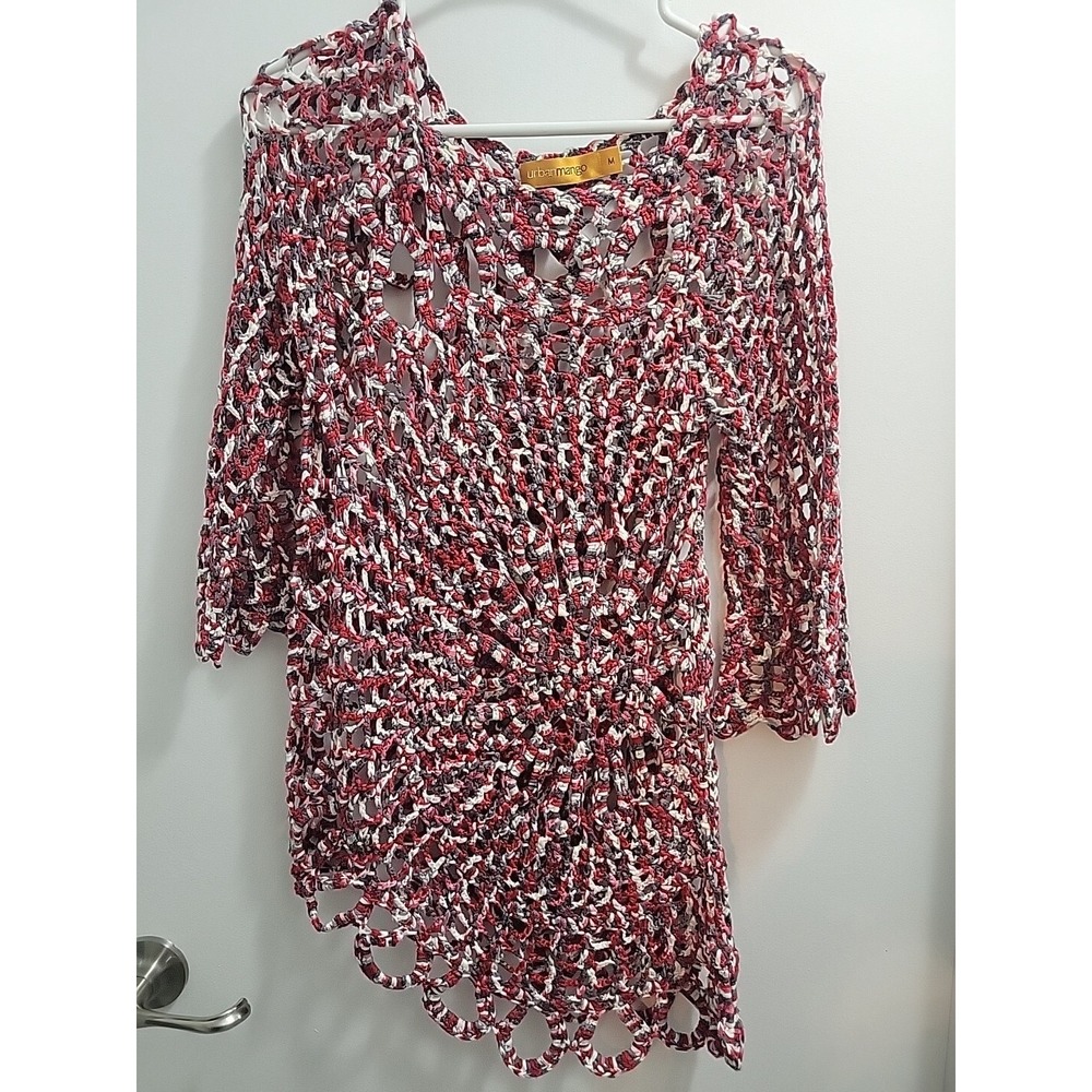 Urban Mango Boho Knit Crocheted Top Size Medium M Womens